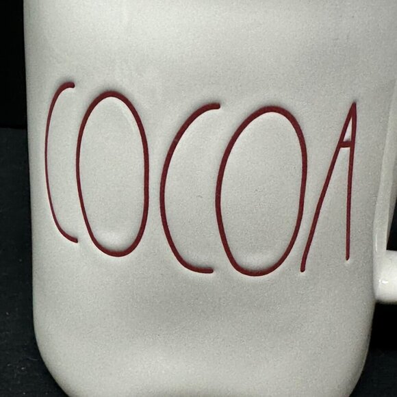 Rae Dunn COCOA Mug Coffee Cup Magenta Ceramic Christmas Farmhouse Holiday Red - Picture 2 of 8